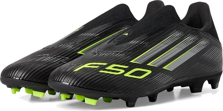 adidas F50 League Laceless Firm Ground Soccer Cleats Soccer Shoes Black/Iron Metallic/Lucid Lemon : Men's 7 - Women's 8 Medium, Rubber