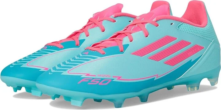adidas F50 League Messi Firm Ground/Multi Ground Soccer Shoes Flash Aqua/Lucid Pink/Lucid Cyan : Men's 10.5 - Women's 11.5 Medium, Rubber