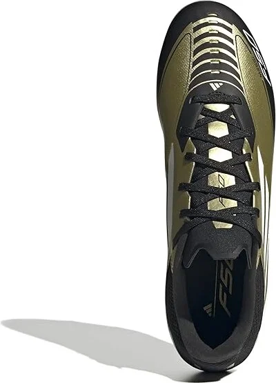 adidas F50 League Messi Firm Ground Soccer Cleats Soccer Men's Shoes Gold Metallic/White/Black : 12 D - Medium, Leather - Image 2
