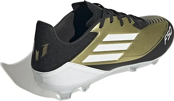 adidas F50 League Messi Firm Ground Soccer Cleats Soccer Men's Shoes Gold Metallic/White/Black : 12 D - Medium, Leather - Image 3