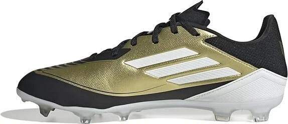 adidas F50 League Messi Firm Ground Soccer Cleats Soccer Men's Shoes Gold Metallic/White/Black : 12 D - Medium, Leather - Image 5