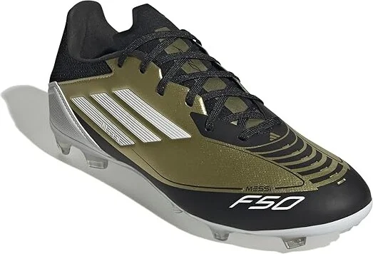 adidas F50 League Messi Firm Ground Soccer Cleats Soccer Men's Shoes Gold Metallic/White/Black : 12 D - Medium, Leather