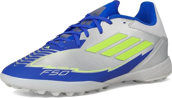 adidas F50 League Messi Turf Soccer Shoes Silver Metallic/Solar Yellow/Lucid Blue : Men's 12 - Women's 13 Medium, Rubber - Image 5
