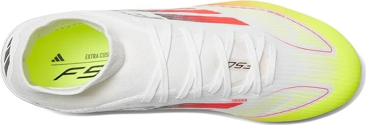 adidas F50 League Mid Top Firm Ground/Multi Ground Soccer Cleats Women's Soccer Shoes White/Lucid Red/Solar Yellow : 12 B - Medium - Image 2