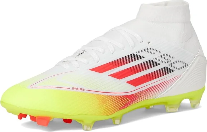 adidas F50 League Mid Top Firm Ground/Multi Ground Soccer Cleats Women's Soccer Shoes White/Lucid Red/Solar Yellow : 12 B - Medium - Image 5