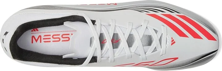 adidas F50 Messi League Firm/Multi Ground Soccer Cleats Soccer Shoes White/Lucid Red/Silver Metallic : Men's 4.5 - Women's 5.5 Medium - Image 2