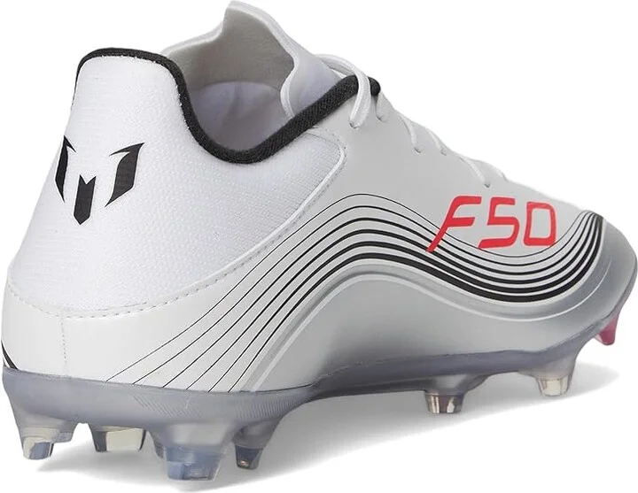 adidas F50 Messi League Firm/Multi Ground Soccer Cleats Soccer Shoes White/Lucid Red/Silver Metallic : Men's 4.5 - Women's 5.5 Medium - Image 4