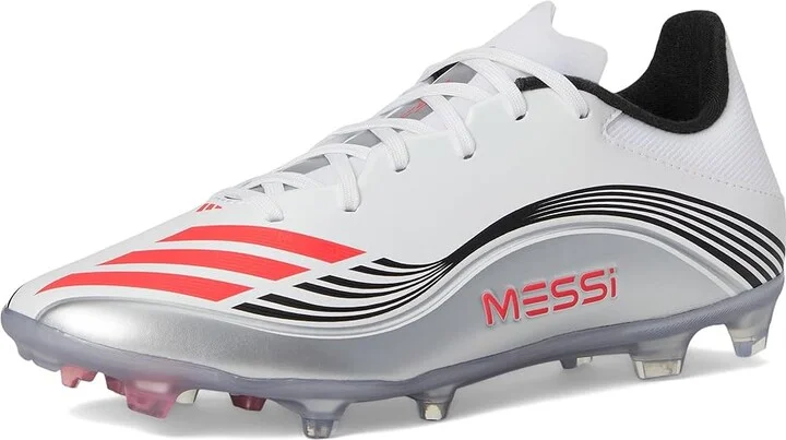 adidas F50 Messi League Firm/Multi Ground Soccer Cleats Soccer Shoes White/Lucid Red/Silver Metallic : Men's 4.5 - Women's 5.5 Medium - Image 5