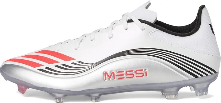 adidas F50 Messi League Firm/Multi Ground Soccer Cleats Soccer Shoes White/Lucid Red/Silver Metallic : Men's 4.5 - Women's 5.5 Medium - Image 6