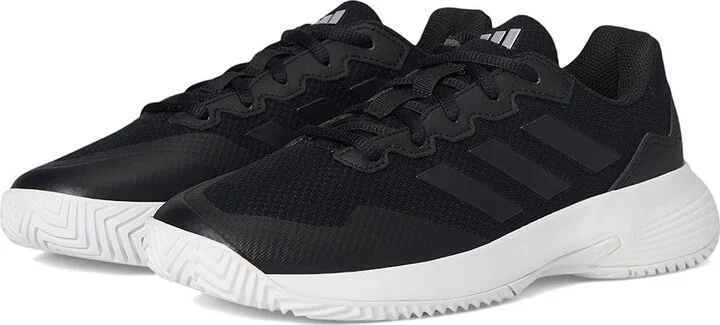 adidas Game Court 2 Tennis Shoes Women's Shoes Black/Black/Silver Metallic : 8 B - Medium