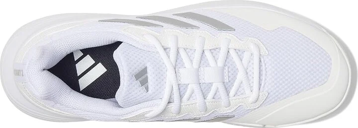 adidas Game Court 2 Tennis Shoes Women's Shoes White/Silver Metallic : 9.5 B - Medium, Textile/Synthetic - Image 2