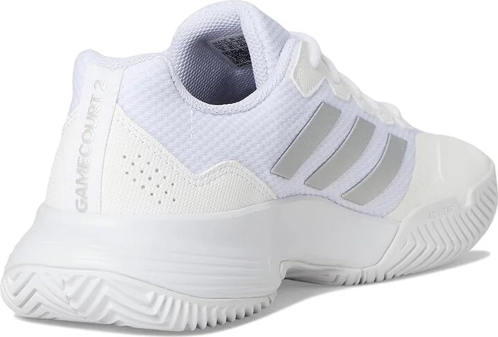 adidas Game Court 2 Tennis Shoes Women's Shoes White/Silver Metallic : 9.5 B - Medium, Textile/Synthetic - Image 4