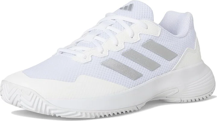 adidas Game Court 2 Tennis Shoes Women's Shoes White/Silver Metallic : 9.5 B - Medium, Textile/Synthetic - Image 5