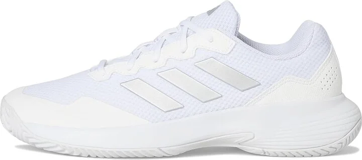 adidas Game Court 2 Tennis Shoes Women's Shoes White/Silver Metallic : 9.5 B - Medium, Textile/Synthetic - Image 6