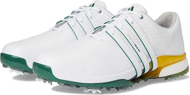 adidas Golf Tour360 24 Golf Shoes Men's Shoes Footwear White/Collegiate Green/Yellow : 7.5 D - Medium, Leather
