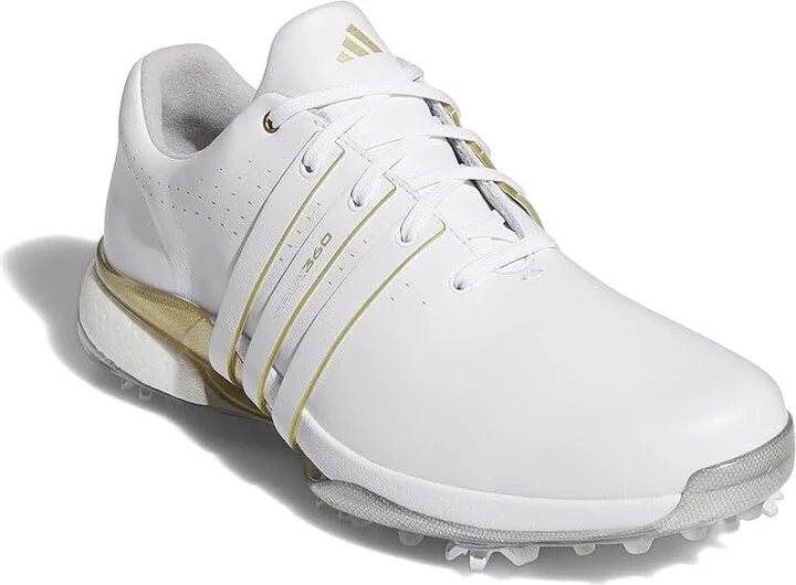 adidas Golf Tour360 24 Golf Shoes Men's Shoes Footwear White/Gold Metallic/Silver Metallic : 15 E - Wide, Leather