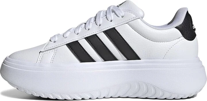 adidas Grand Court Platform Women's Shoes White/Black/Black : 9.5 B - Medium, Leather/Rubber/Suede - Image 5