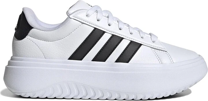 adidas Grand Court Platform Women's Shoes White/Black/Black : 9.5 B - Medium, Leather/Rubber/Suede - Image 6