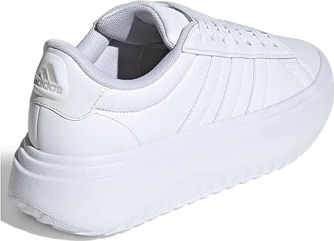 adidas Grand Court Platform Women's Shoes White/White/Crystal White : 10 B - Medium, Leather/Rubber/Suede - Image 4