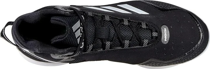 adidas Icon 7 Mid TPU Baseball Cleats Men's Shoes Black/Silver Metallic/White : 11.5 D - Medium, Textile/Synthetic - Image 2
