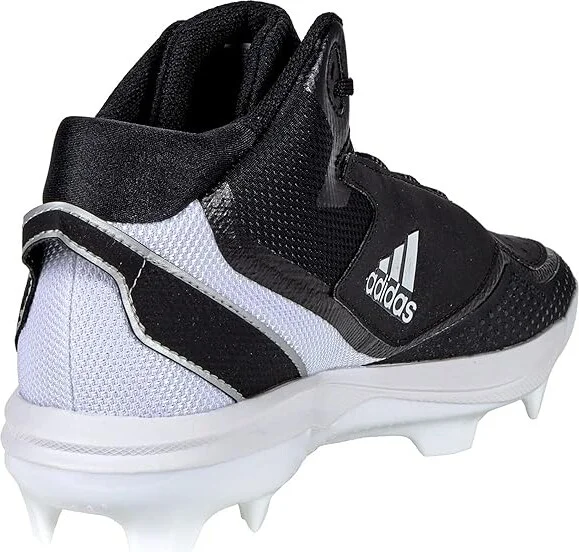 adidas Icon 7 Mid TPU Baseball Cleats Men's Shoes Black/Silver Metallic/White : 11.5 D - Medium, Textile/Synthetic - Image 4