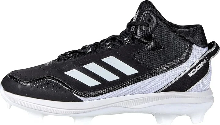adidas Icon 7 Mid TPU Baseball Cleats Men's Shoes Black/Silver Metallic/White : 11.5 D - Medium, Textile/Synthetic - Image 6