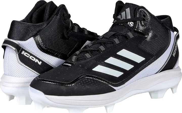 adidas Icon 7 Mid TPU Baseball Cleats Men's Shoes Black/Silver Metallic/White : 11.5 D - Medium, Textile/Synthetic
