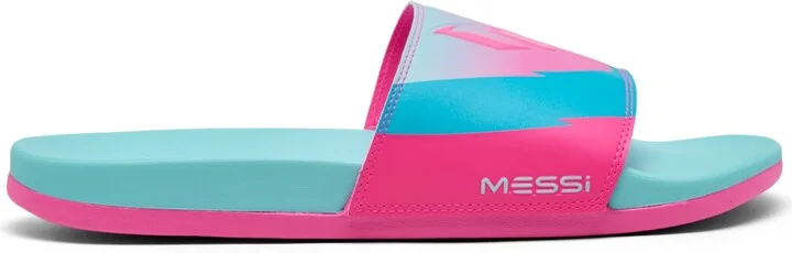 Adidas Men's Adilette Comfort Messi Slide Sandals from Finish Line - Flash Aqua, Pink - Image 2