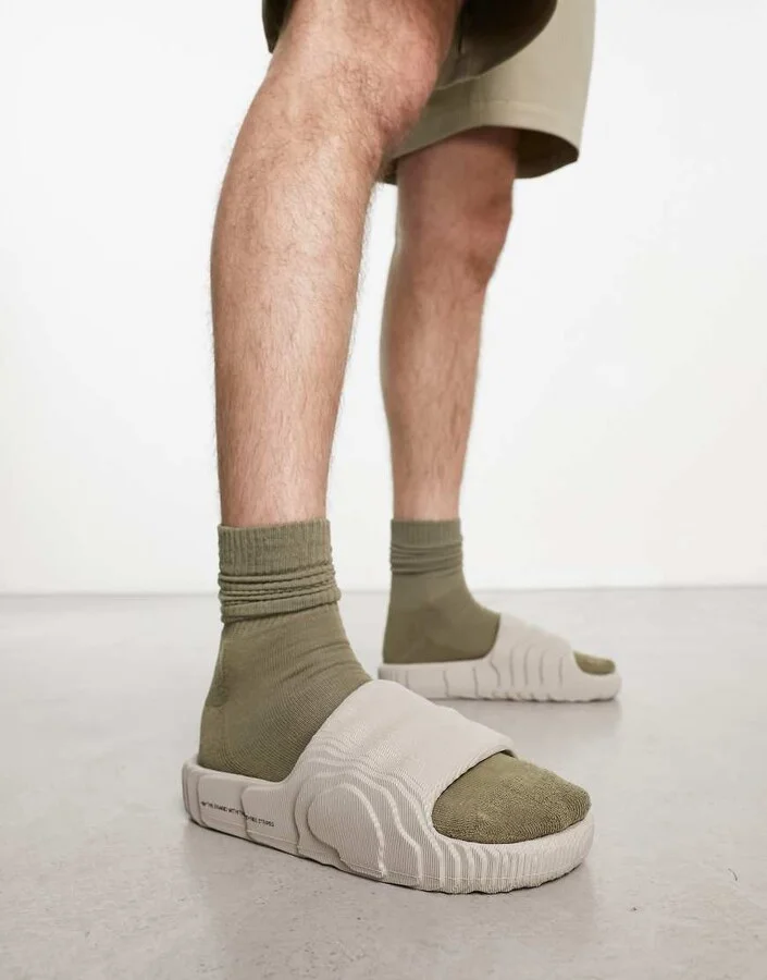 adidas Originals Adilette 22 slides in light brown - Image 2