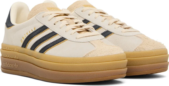 adidas Originals Beige & Black Gazelle Bold Sneakers - Image 4