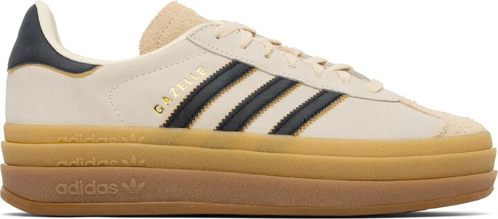 adidas Originals Beige & Black Gazelle Bold Sneakers