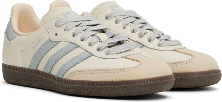 adidas Originals Beige & Gray Samba OG Sneakers - Image 4