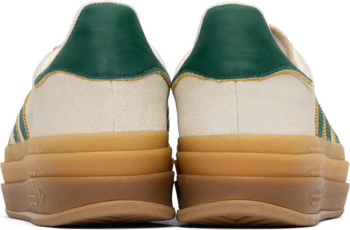 adidas Originals Beige & Green Gazelle Bold Sneakers - Image 2