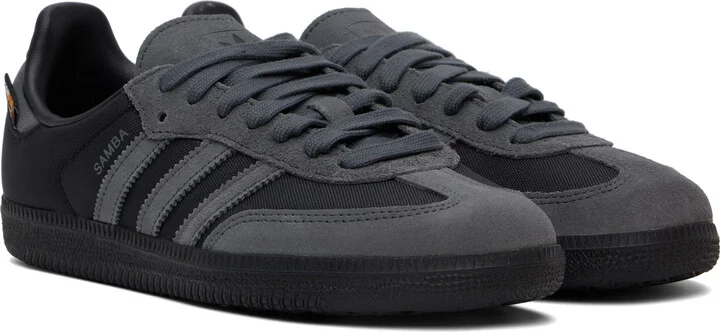 adidas Originals Black & Gray Samba OG Sneakers - Image 4
