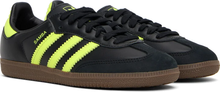 adidas Originals Black & Green Samba OG Sneakers - Image 4