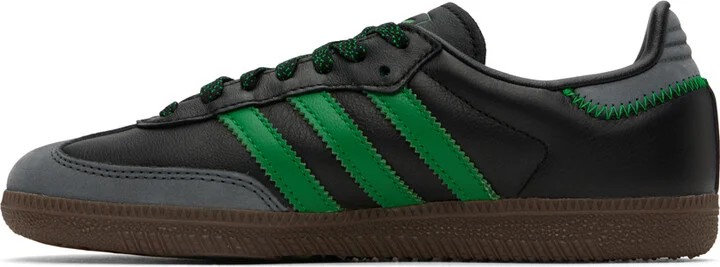 adidas Originals Black & Green Samba Sneakers - Image 3