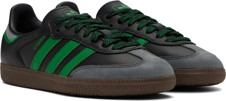 adidas Originals Black & Green Samba Sneakers - Image 4