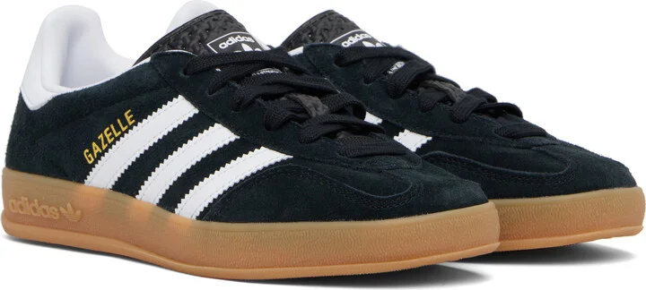 adidas Originals Black & White Gazelle Indoor Sneakers - Image 4