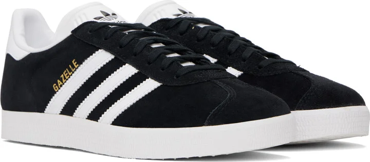 adidas Originals Black & White Gazelle Sneakers - Image 4