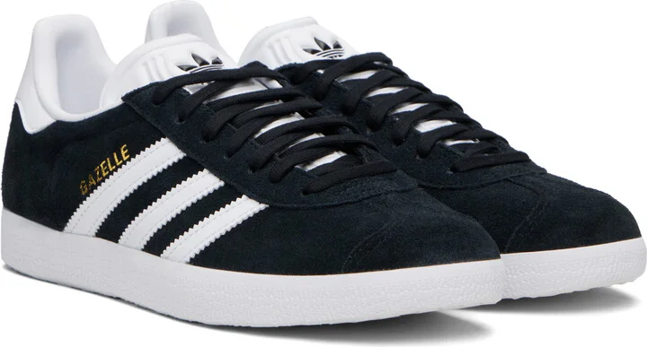 adidas Originals Black & White Gazelle Sneakers - Image 4