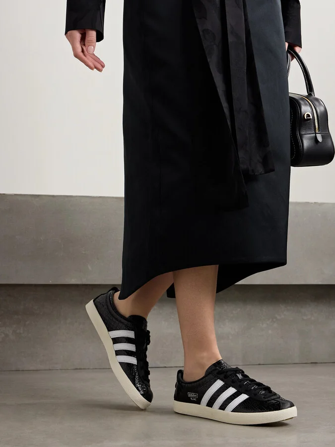 adidas Originals - Blanc Croc-effect Glossed-leather Sneakers - Black - Image 2