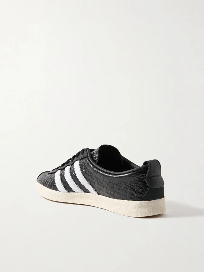 adidas Originals - Blanc Croc-effect Glossed-leather Sneakers - Black - Image 3