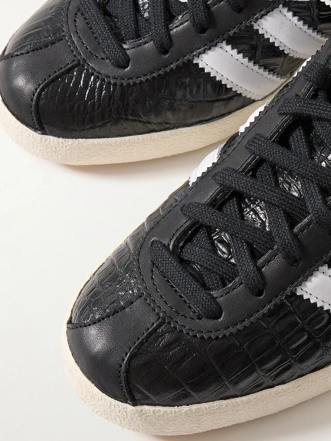 adidas Originals - Blanc Croc-effect Glossed-leather Sneakers - Black - Image 4