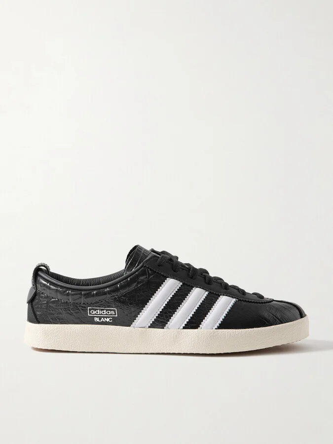adidas Originals - Blanc Croc-effect Glossed-leather Sneakers - Black