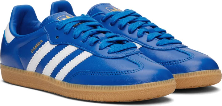 adidas Originals Blue & White Samba OG Sneakers - Image 4