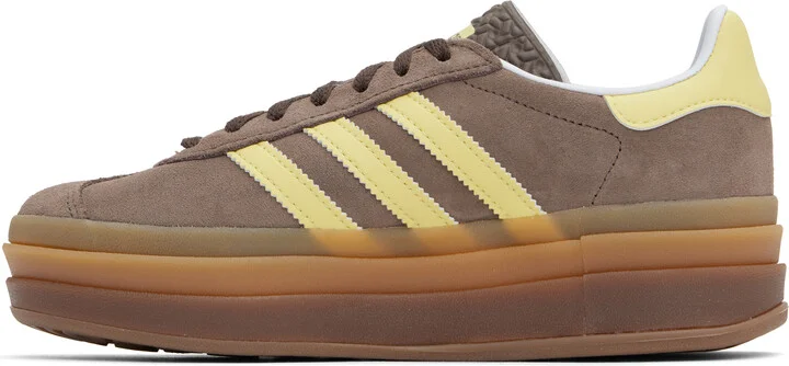 adidas Originals Brown & Yellow Gazelle Bold Sneakers - Image 3