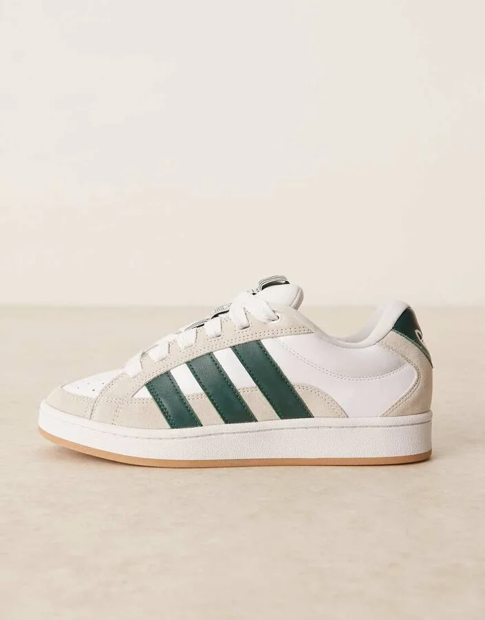 adidas Originals Campus 00s Beta sneakers in white and green - Image 2