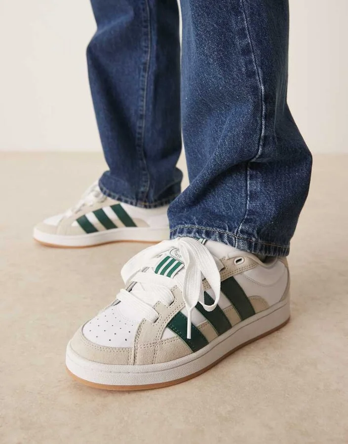 adidas Originals Campus 00s Beta sneakers in white and green - Image 3
