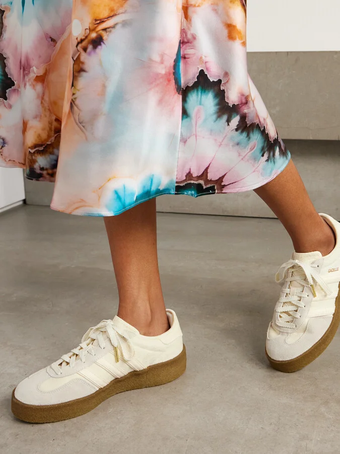 adidas Originals - + Clot Gazelle Suede-trimmed Jacquard Sneakers - Cream - Image 2