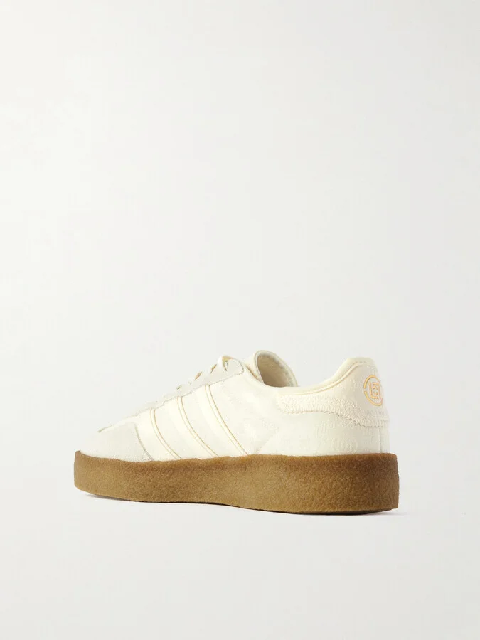 adidas Originals - + Clot Gazelle Suede-trimmed Jacquard Sneakers - Cream - Image 3
